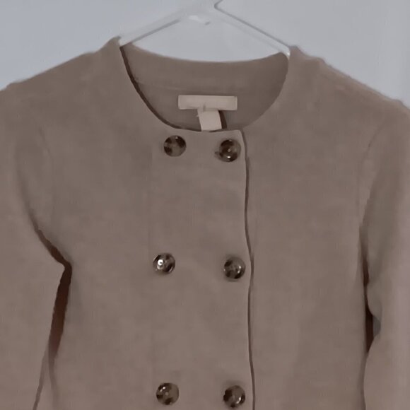 Banana Republic Cardigan Sweater Women's XS Faux Fur Cuffs Beige Wool Cashmere - Picture 3 of 8